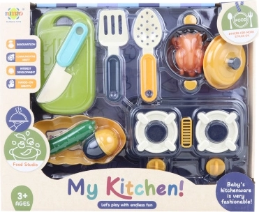 Set da cucina in plastica per bambini con fornello e alimenti finti