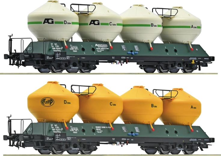 Set Roco di 2 carri silo Uacs 451.1 ČSD (H0)