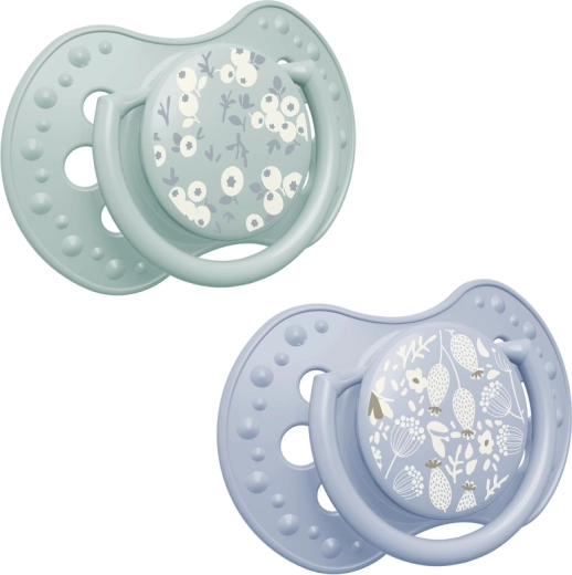 Succhietto dinamico in silicone Lovi Blossom 0–6 mesi, 2 pz (per maschietti)