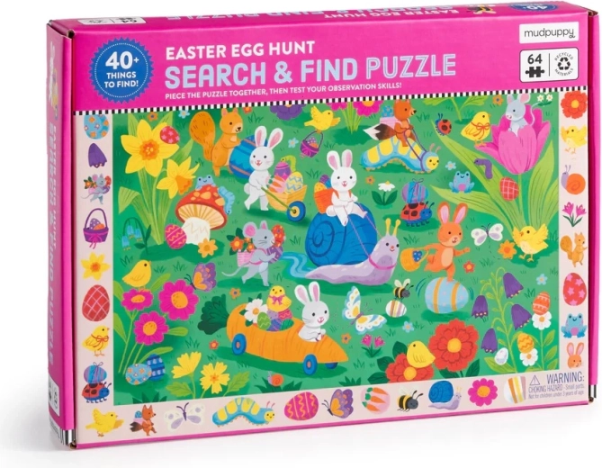 Puzzle Mudpuppy Cerca e trova: caccia alle uova di Pasqua, 64 pezzi
