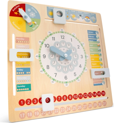 Calendario educativo in legno con orologio Woet