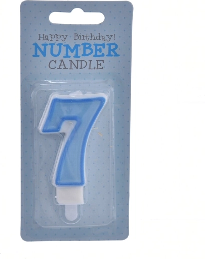 Candela per torta numero 7 blu 7 cm