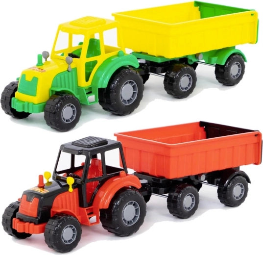 Trattore di plastica con rimorchio per bambini