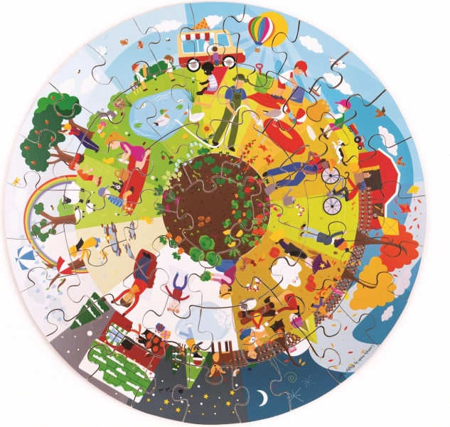 Bigjigs Toys Puzzle da pavimento rotondo Quattro stagioni