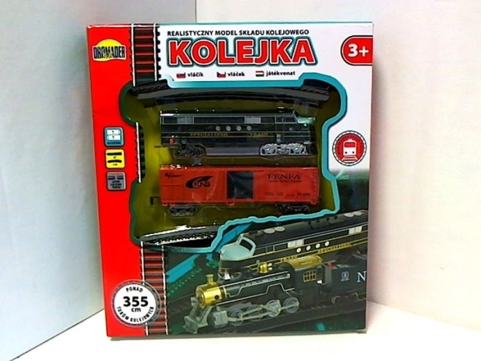 Trenino per bambini con locomotiva e vagone merci 355 cm