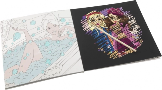 Combinazione di scratch art e pagine da colorare