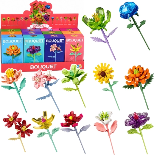 Set di costruzioni fiore con stelo – mix di colori 71–106 pezzi - 1 pezzo