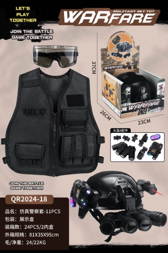 Set militare/poliziesco per bambini piccoli con elmetto