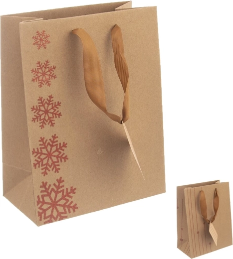 Borsa regalo in carta Fiocco di neve 18 × 10 × 23 cm (mix di design)