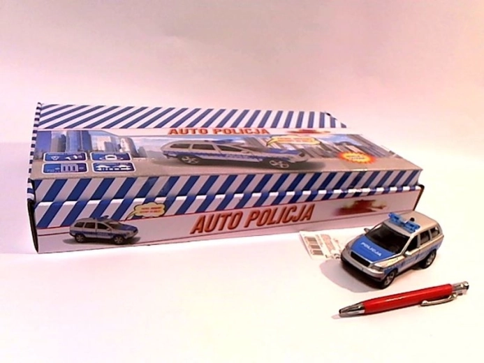 Auto della polizia 11 cm con voce in polacco, luci e suoni