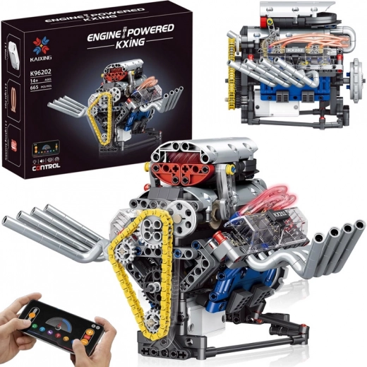 Kit di costruzione tecnica – costruisci un motore funzionante con batteria, luce e movimento (665 pezzi)
