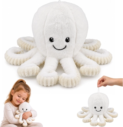 Polpo di peluche – giocattolo coccoloso con tentacoli elastici bianco 30 cm