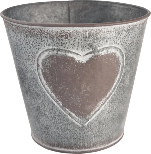 Vaso decorativo in latta a forma di cuore grigio/marrone