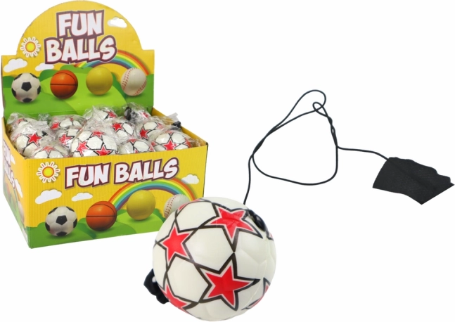 Pallina da calcio con elastico yo-yo 6 cm – bianca con stelline