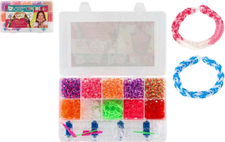 Kit creativo Loom Bands per realizzare braccialetti, 2.400 pezzi