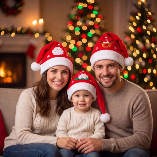 Cappello natalizio in velluto per Babbo Natale con motivo - 1 pezzo