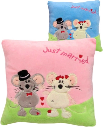 Cuscinetto peluche con topolini Love Just Married 25 x 25 cm - 1 pezzo