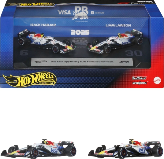 Hot Wheels Premium Formula 1 VCARB set di monoposto in metallo di Liam Lawson e Isack Hadjar - 2 pezzi