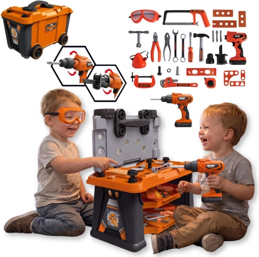Laboratorio per bambini TinyMini con attrezzi, 65 pezzi
