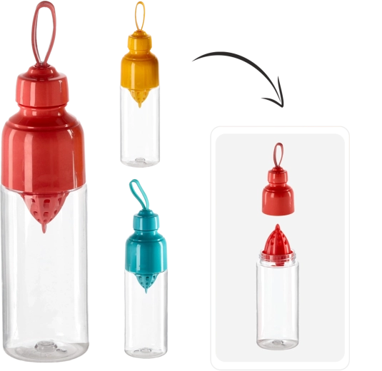 Bottiglia in plastica 600 ml con spremiagrumi integrato