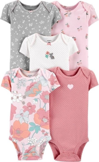 Body da bambina Carter’s a maniche corte Floral Pink, 5 pz, taglia 46 (PRE)