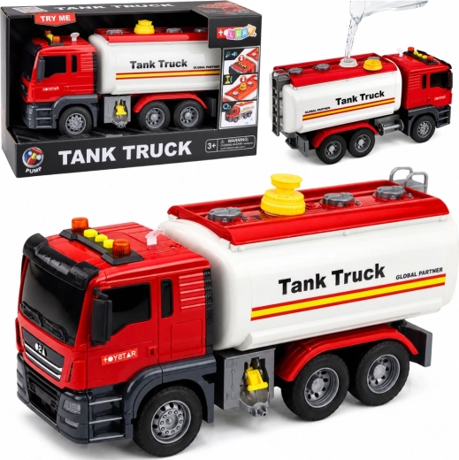 Giocattolo cisterna Tank Truck con sistema ad acqua, luci e suoni, rosso