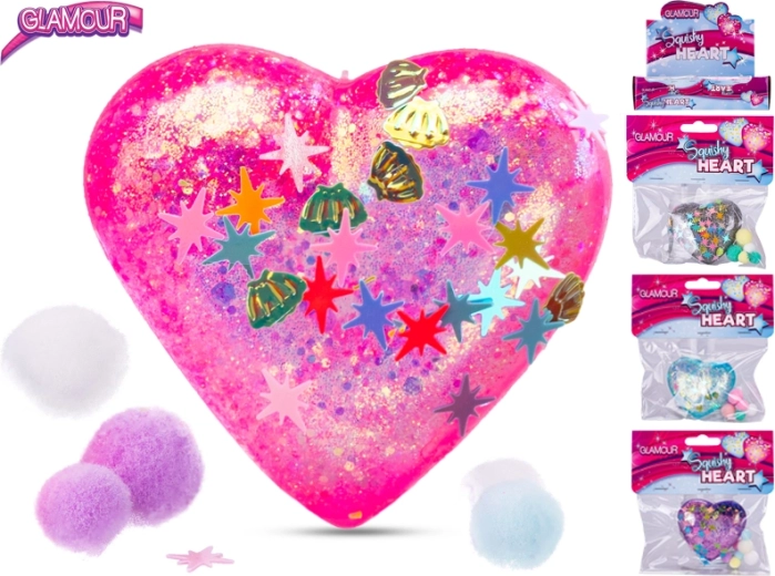 Cuore decorativo elasticizzato Glamour con paillettes 6 cm (mix colori)