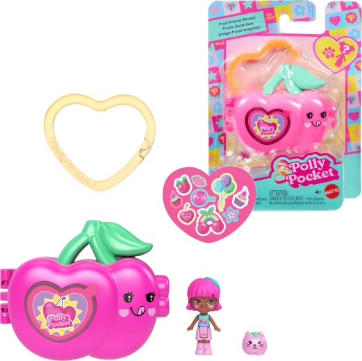 Polly Pocket set compatto alla frutta a forma di ciliegia con personaggi e accessori