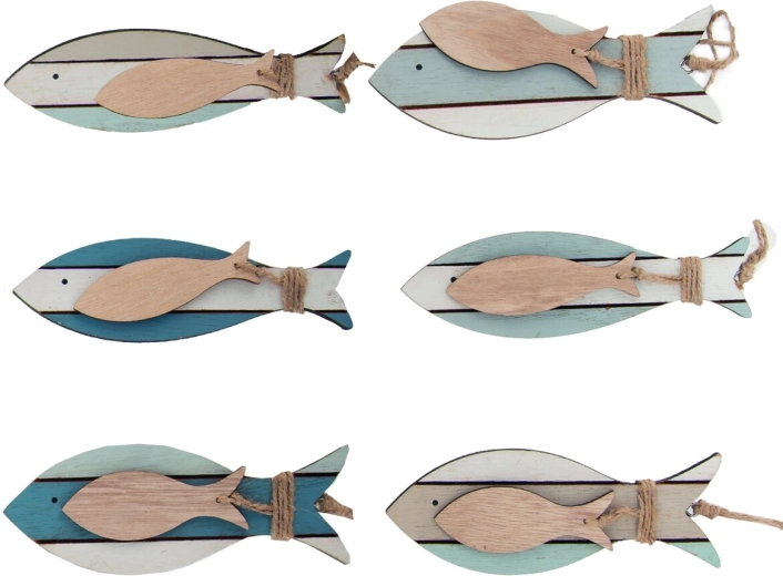 Decorazione in legno da appendere Pesce SEA 15 cm