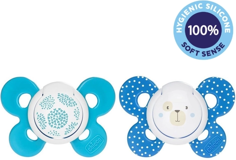 Chicco succhietto Physio Comfort in silicone 6–16 mesi, motivi blu, 2 pz