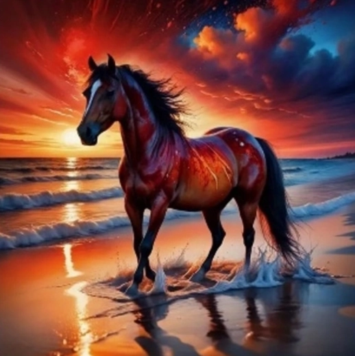 Dipingere con i numeri cavallo al tramonto 40 × 50 cm