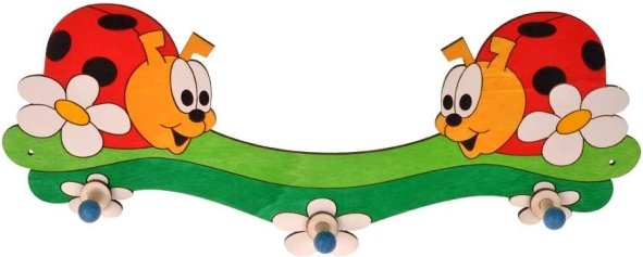 Appendiabiti in legno con tre ganci coccinelle DoDo
