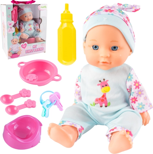 Bambola bebè 29 cm con accessori e vasino