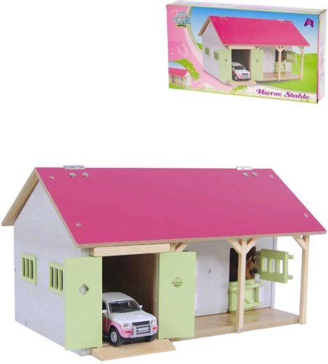 Scuderia in legno per cavalli con garage 34 × 22 × 19 cm