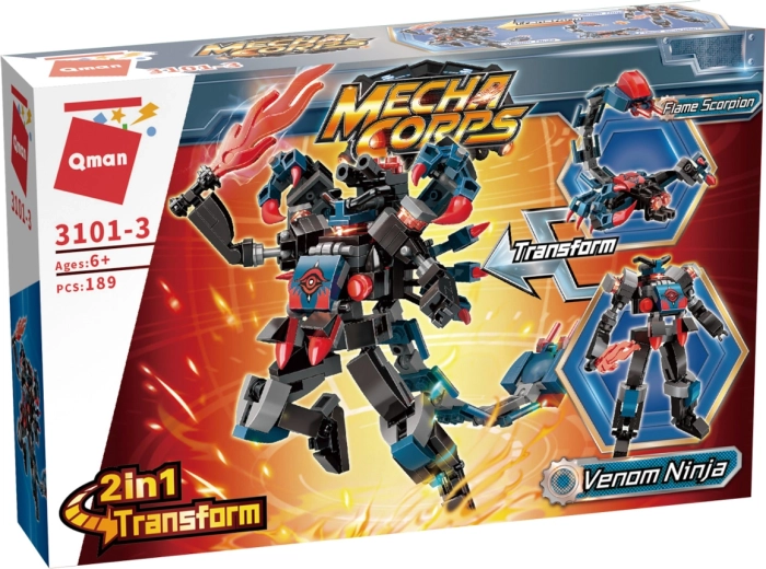 Trasformazione 2 in 1: Venom ninja e Flame scorpion