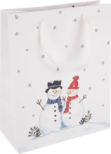 Sacchetto regalo in carta con motivo pupazzo di neve 26 × 12 × 32 cm