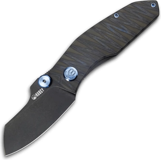 Kubey Monsterdog Titanium Blackwash coltello tascabile 7,5 cm con manico in titanio Tiger Stripes