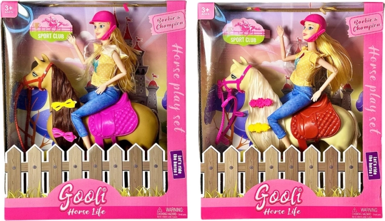 Set di bambola con cavallo e accessori - 1 pezzo