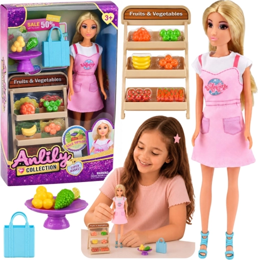 Bambola Anlily fruttivendola con negozio e accessori