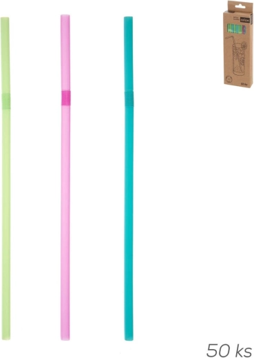 Cannucce per bevande riutilizzabili in PE con snodo, mix di colori (50 pz, 21 cm)