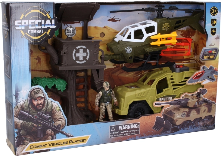 Set da gioco militare con elicottero ed effetti