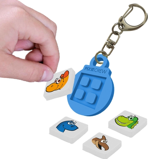 Portachiavi rotondo Pixie Crew Dino con multipixel