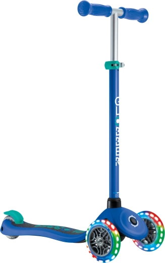 Monopattino a tre ruote per bambini Globber Primo Lights, blu navy