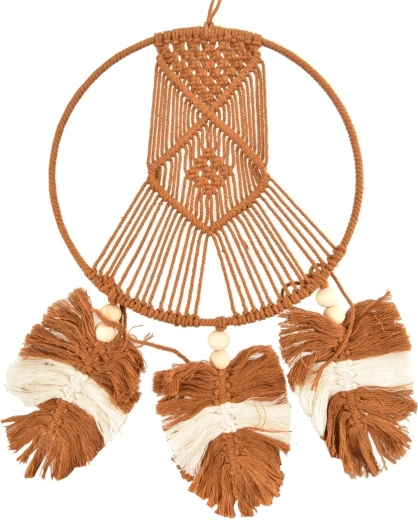 Acchiappasogni in cotone marrone 65 cm – decorazione boho da appendere