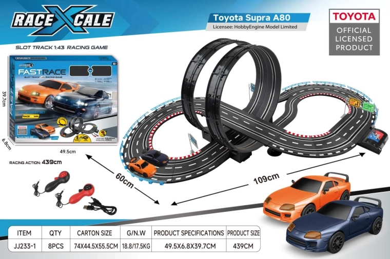 Pista da corsa con telecomando Toyota Supra 1:43, 109 × 60 cm