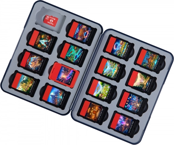 Spazio per un massimo di 16 giochi e 16 schede microSD