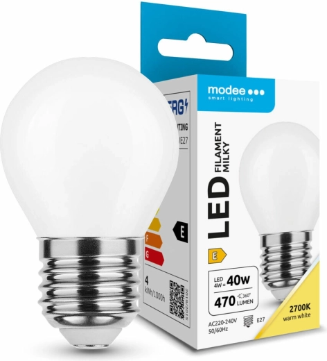 Lampadina LED filament Modee milky globe mini G45 4 W E27 2700 K - 1 pezzo