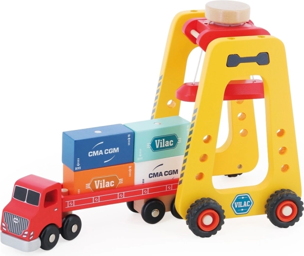 Camion e 4 container magnetici nella confezione