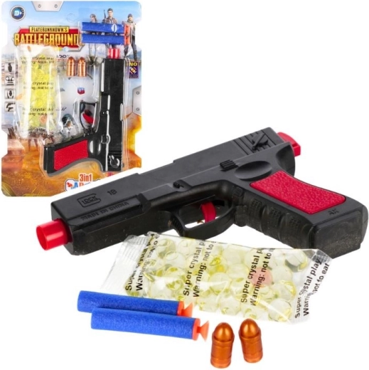 Pistola 3 in 1 per proiettili ad acqua, a ventosa e morbidi