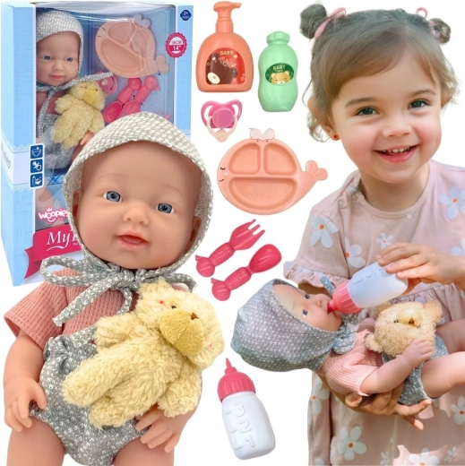 Bambola WOOPIE ROYAL neonata di 36 cm con abitino da orsacchiotto e accessori per la pappa